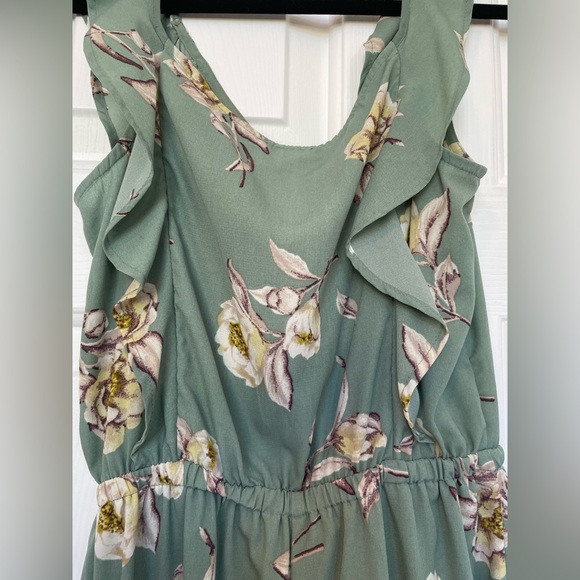 Xhilaration Floral Pastel Green Wide Leg Jumpsuit size XS - Picture 5 of 11